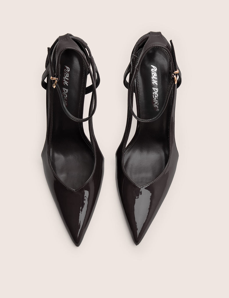 Patent leather court shoes with cut-out detailing main image 1