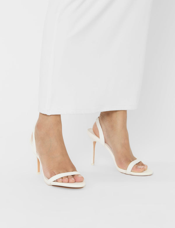 Barely White Round Toe Slingback Stiletto Heels