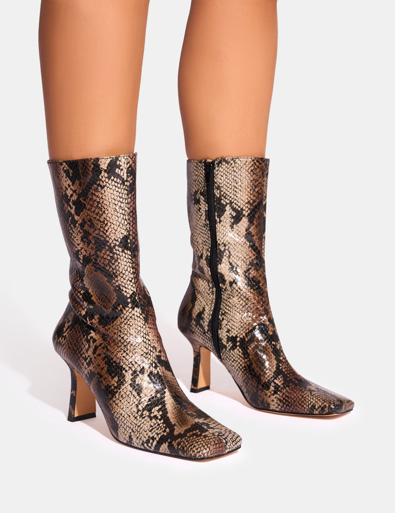 Fiction Snake Square Toe Ankle Boots Public Desire