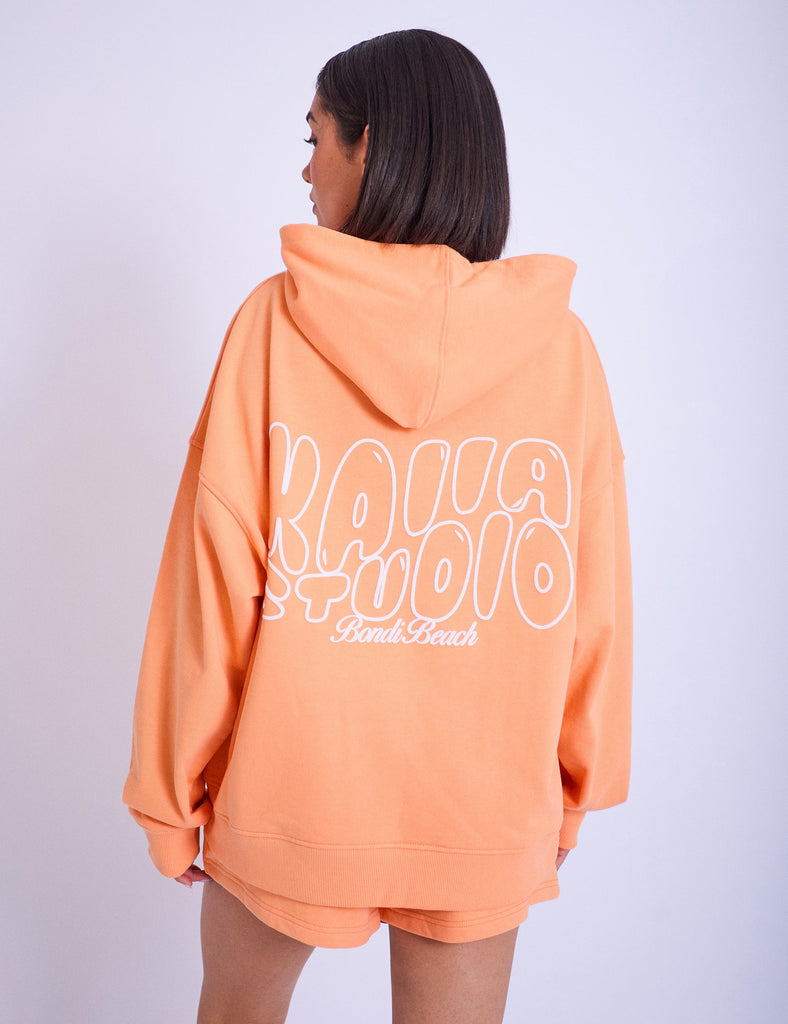 ♡maーlo♡ Kaiia Studio Bubble Logo Oversized Hoodie Light Orange
