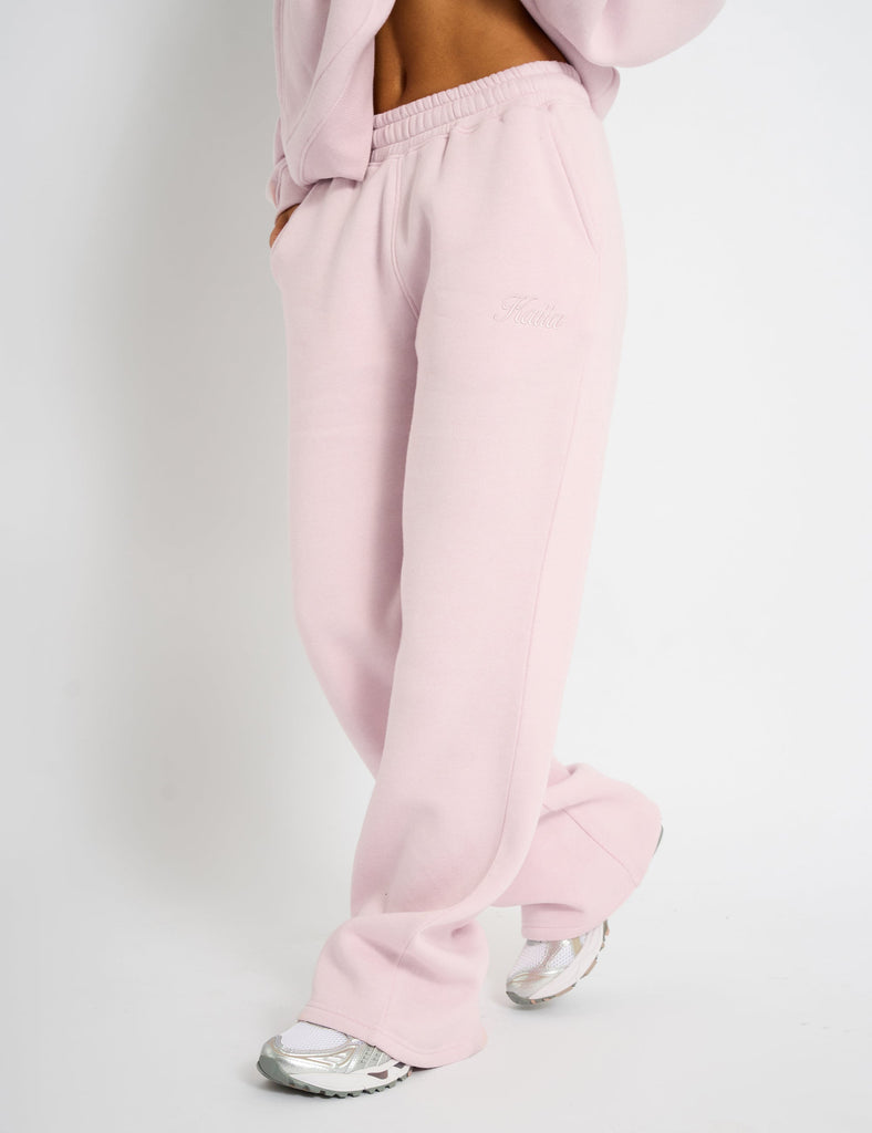 Kaiia Wide Leg Sweat Pants Pink Chai | Public Desire