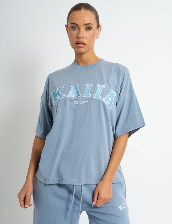 Kaiia Logo Oversized T-shirt Vintage Blue