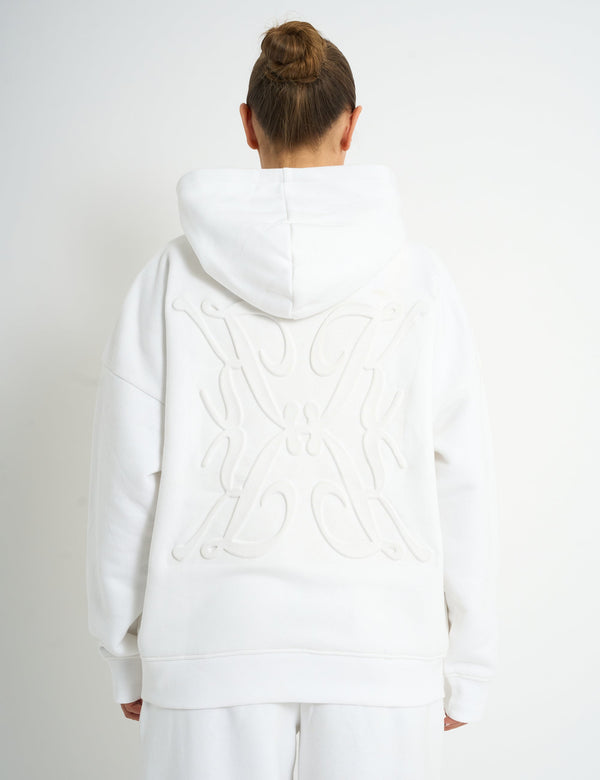 Kaiia Logo Embossed Oversized Hoodie White