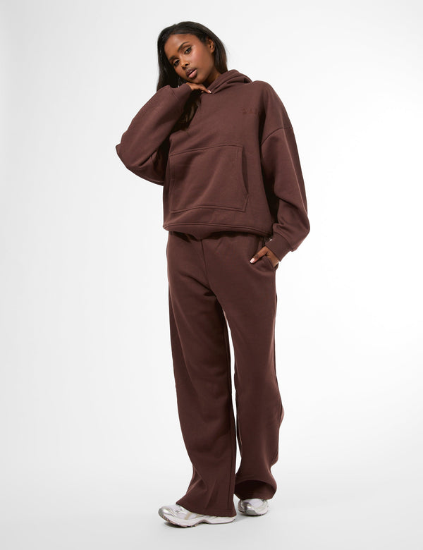 Kaiia Embossed Wide Leg Joggers Mocha