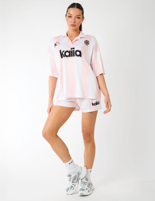 Kaiia Mini Football Shorts Pink Stripe