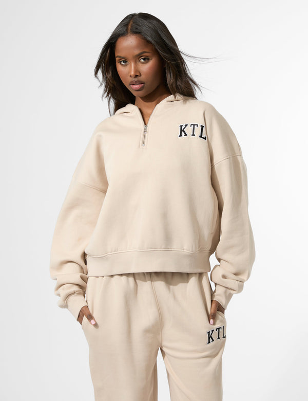 Kaiia KTL Logo Oversized Zip Up Hoodie Truffle