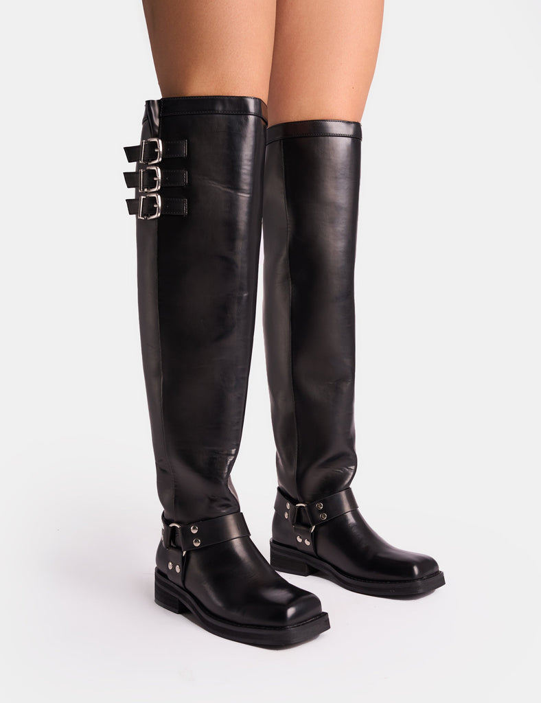 Black over the knee boots high quality