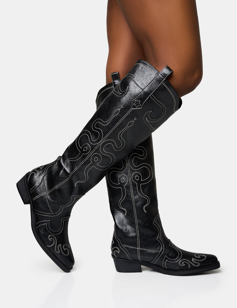 PAULACANOVASDELVAS DIABLO BOOTS BLACK PLEATHER ロングブーツ PAULACANOVASDELVAS DIABLO BOOTS BLACK PLEATHER ロングブーツ