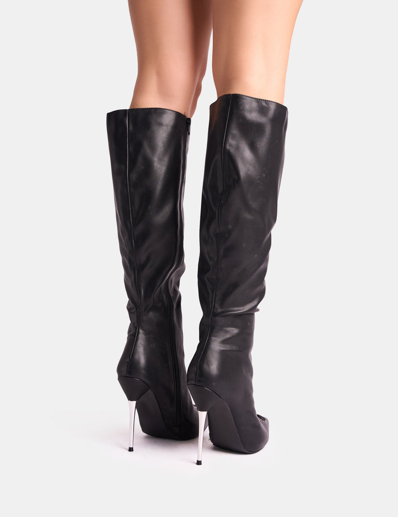 Witchcraft Black Lace Up Knee High Boots | Public Desire