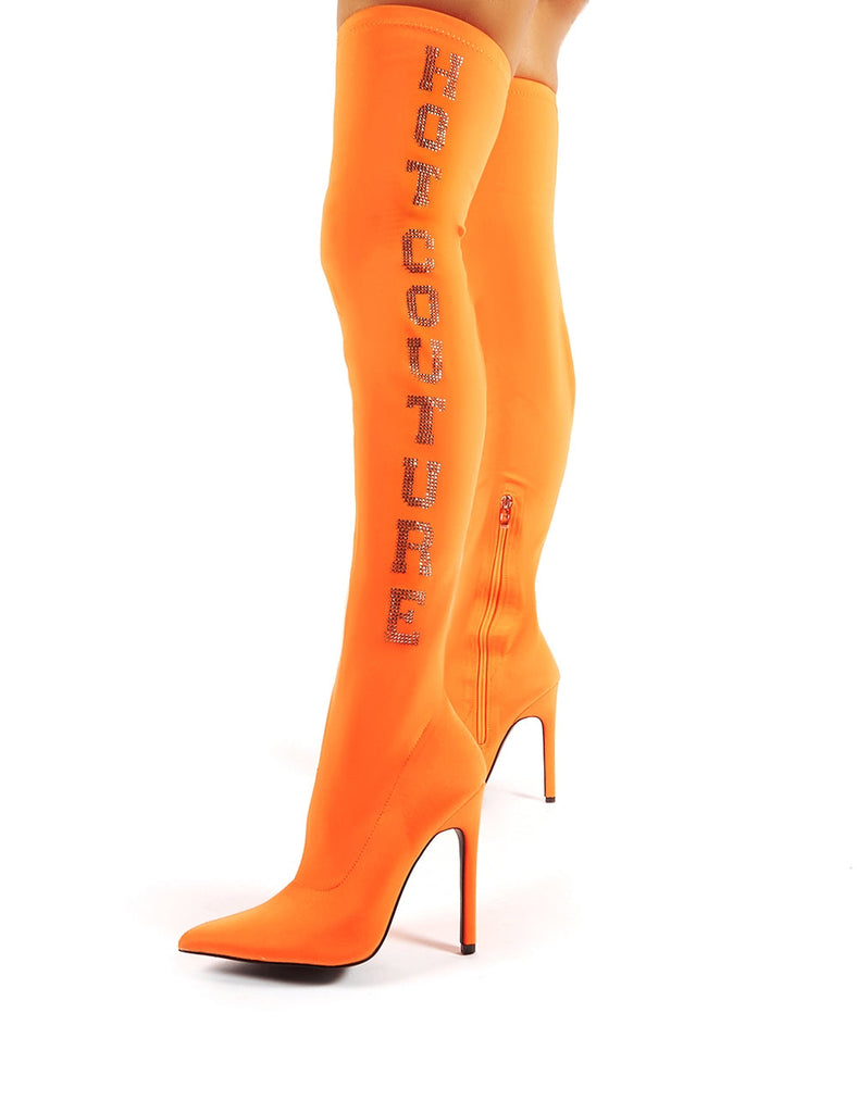 Neon orange boots store