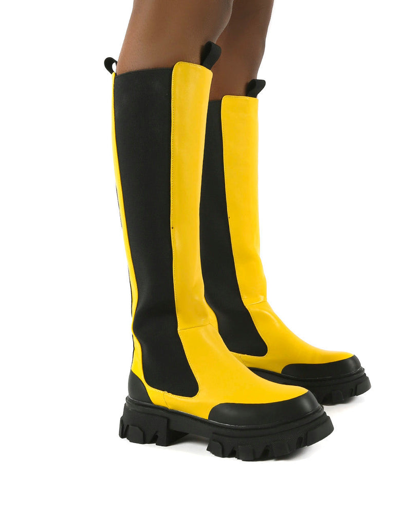 Yellow knee boots on sale