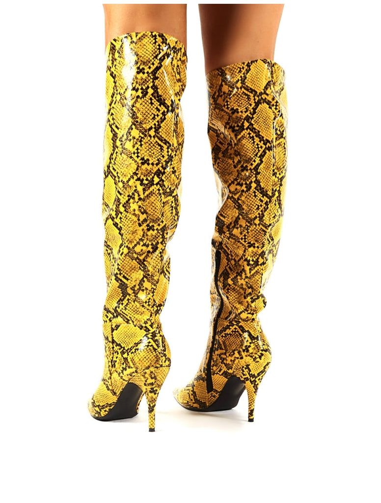 Yellow hot sale snakeskin boots