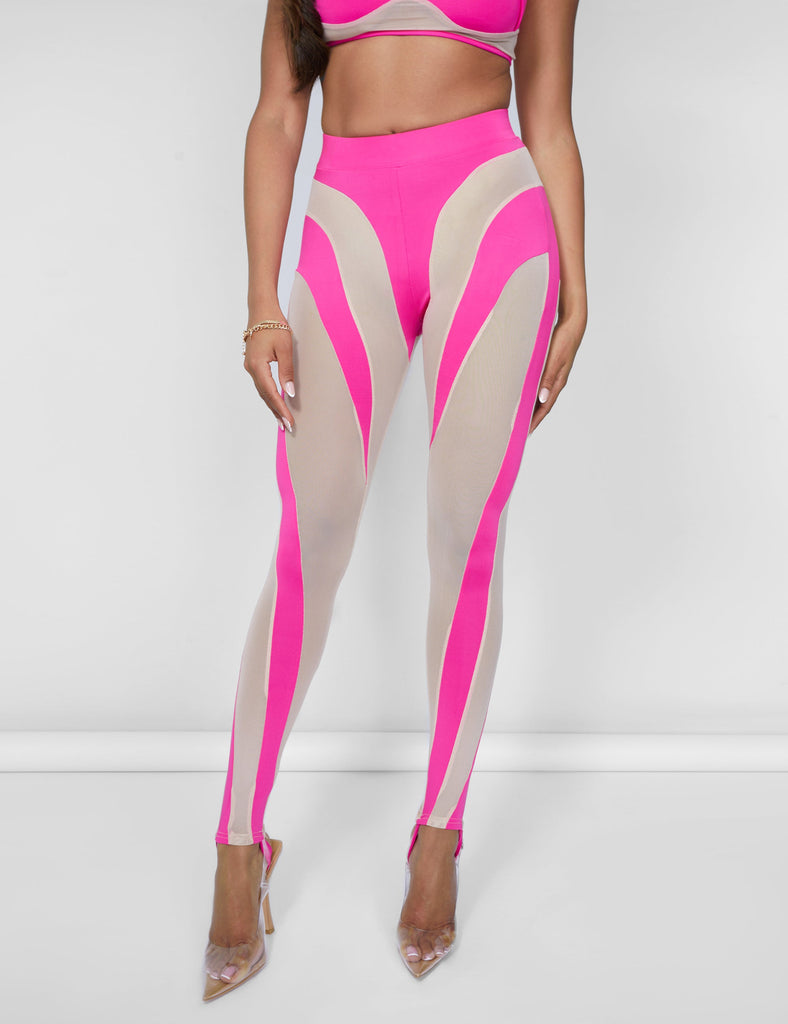 Pink Mesh Inset Legging