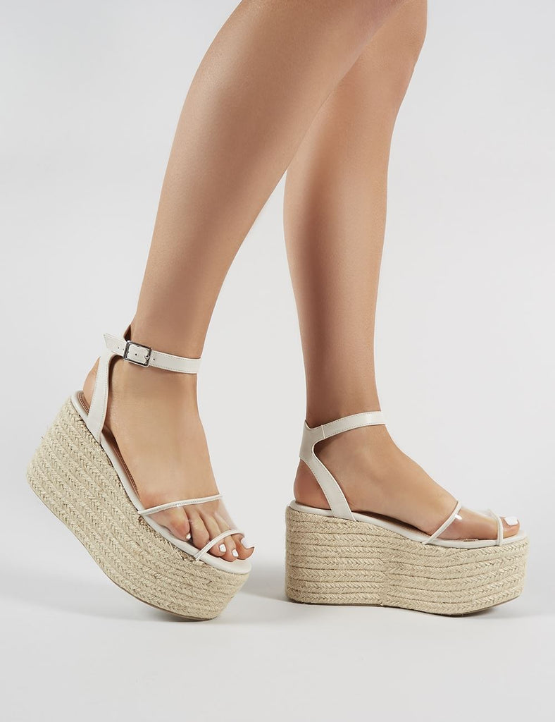 White flatform espadrille sandals hot sale