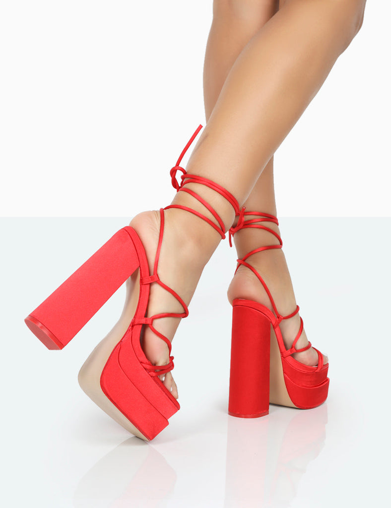 Strappy Red Heels  Red High Heels - Public Desire USA