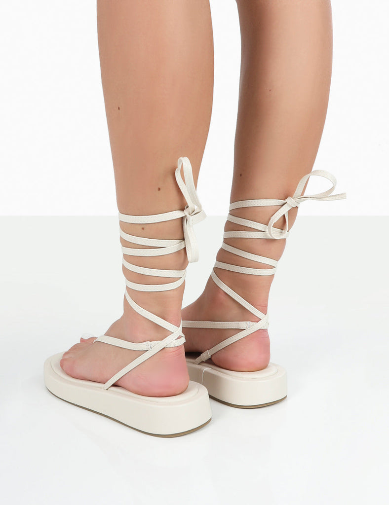 Lace up store flatforms