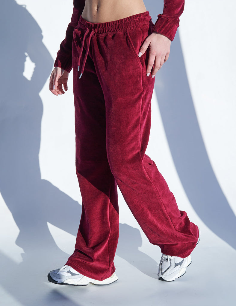 red velour joggers