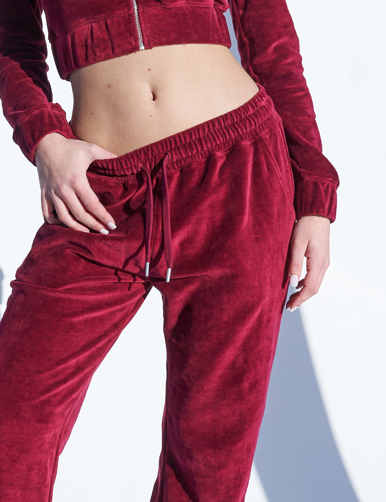 red velour joggers