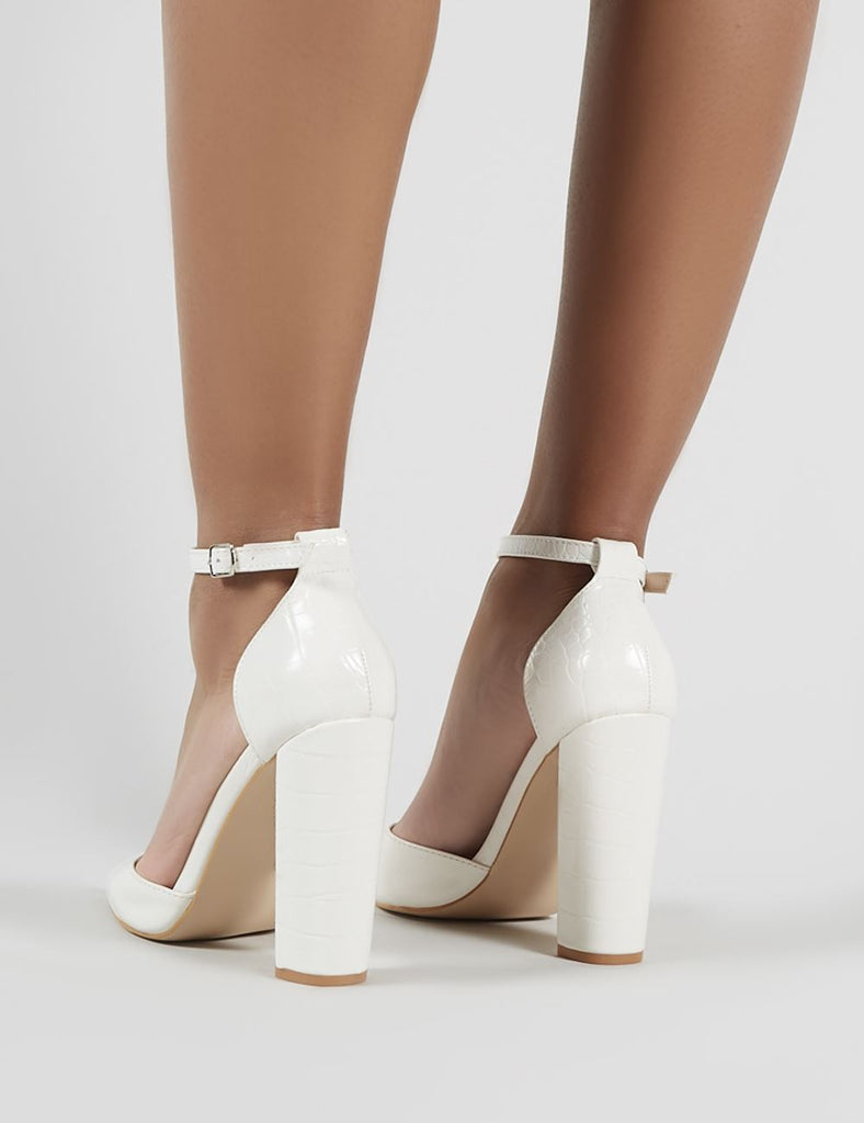 public desire sofia heeled shoe in white croc