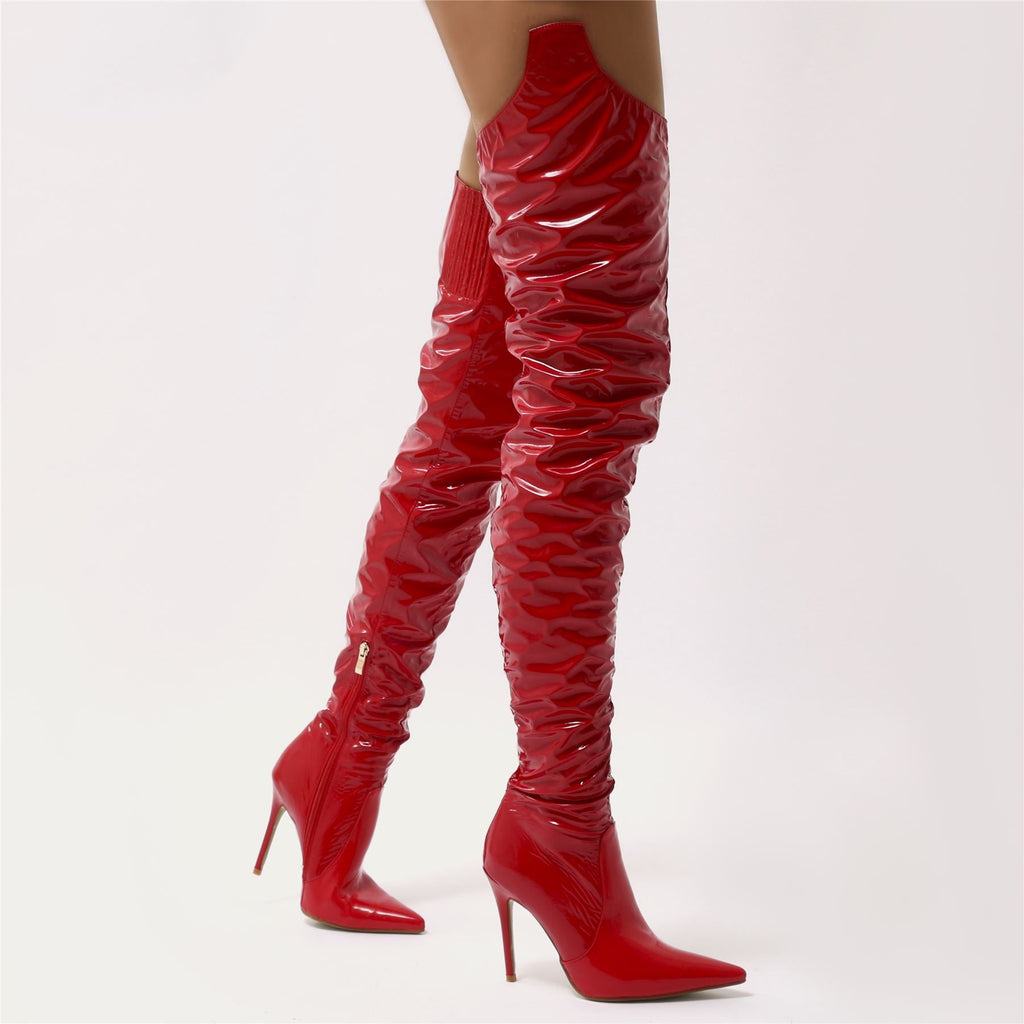 Vinyl 2024 red boots