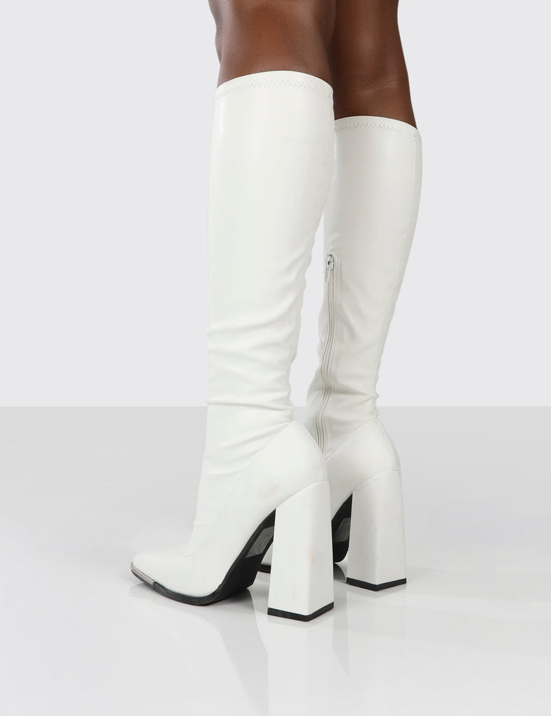 White knee cheap high stiletto boots