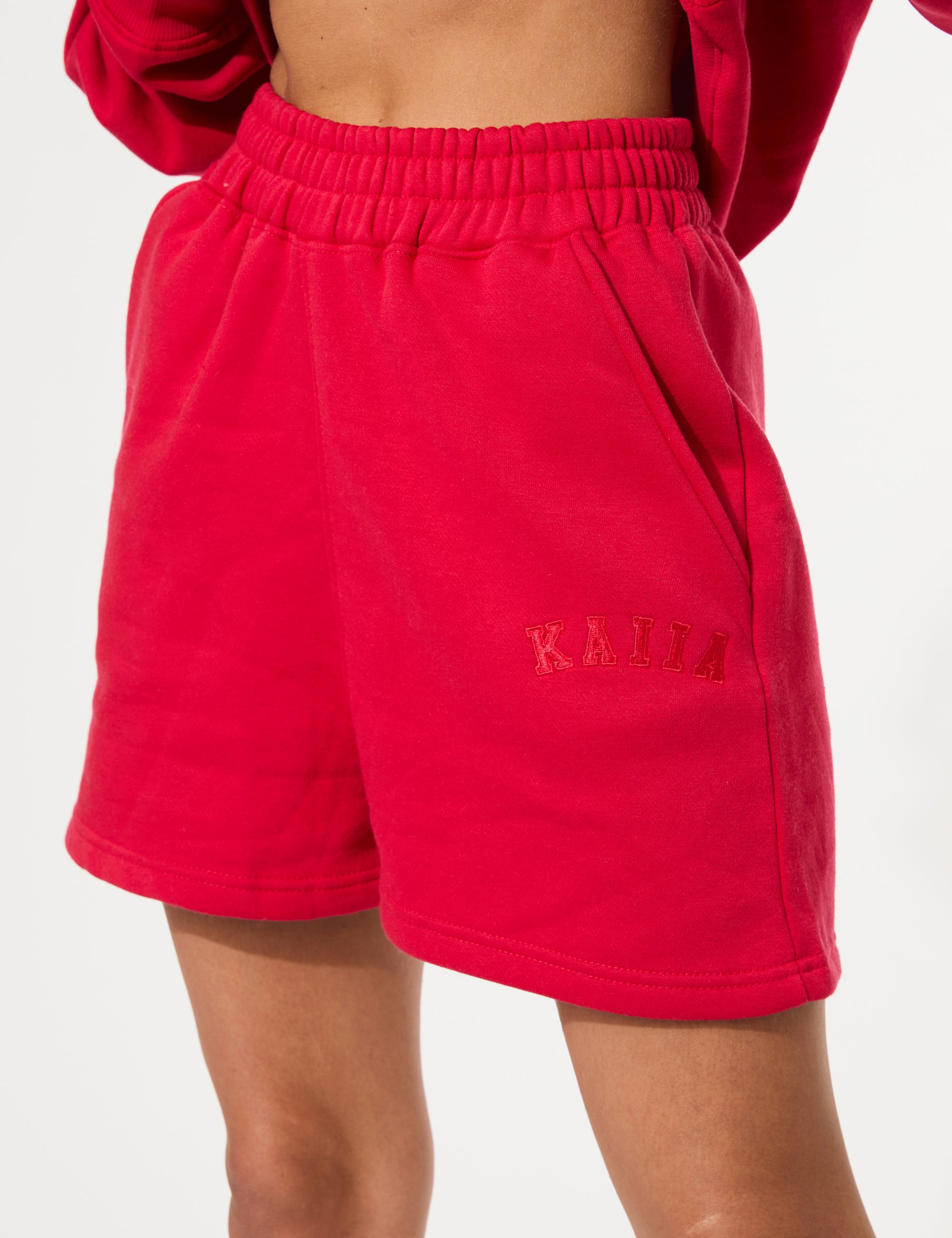 Kaiia Logo Sweat Shorts Red | Public Desire
