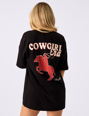 Kaiia Cowgirl Era Oversized T-Shirt Black