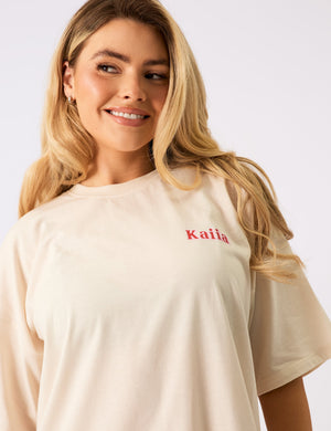 Kaiia Cowgirl Era Oversized T-Shirt Cream