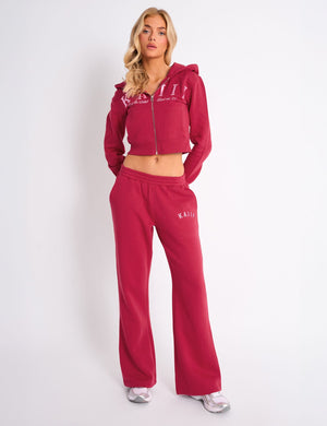 Kaiia Logo Wide Leg Joggers Cranberry & Pink