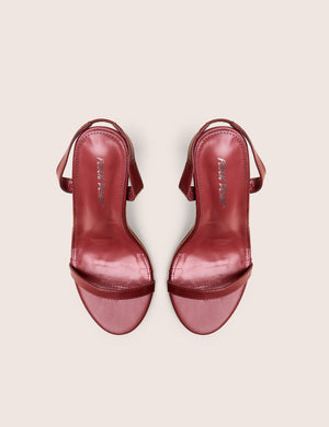 Barely Wide Fit Burgundy Pu Round Toe Slingback Stiletto Heels