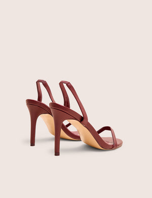 Barely Wide Fit Burgundy Pu Round Toe Slingback Stiletto Heels