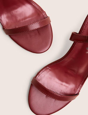 Barely Wide Fit Burgundy Pu Round Toe Slingback Stiletto Heels