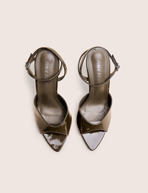 Caught on Olive Peep Toe Curved High Heel