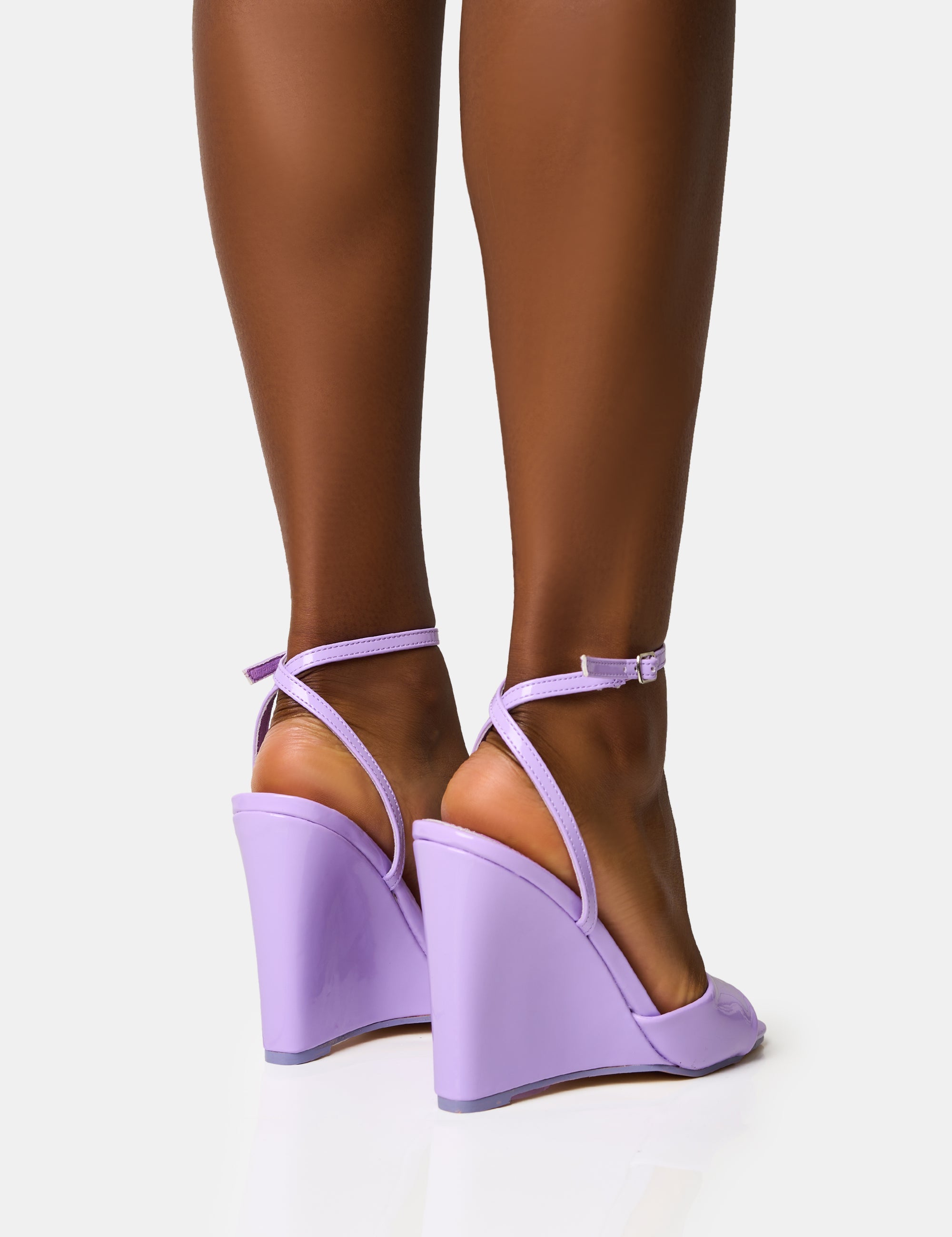 Connection Lilac Strappy Peep Toe Wedges | Public Desire