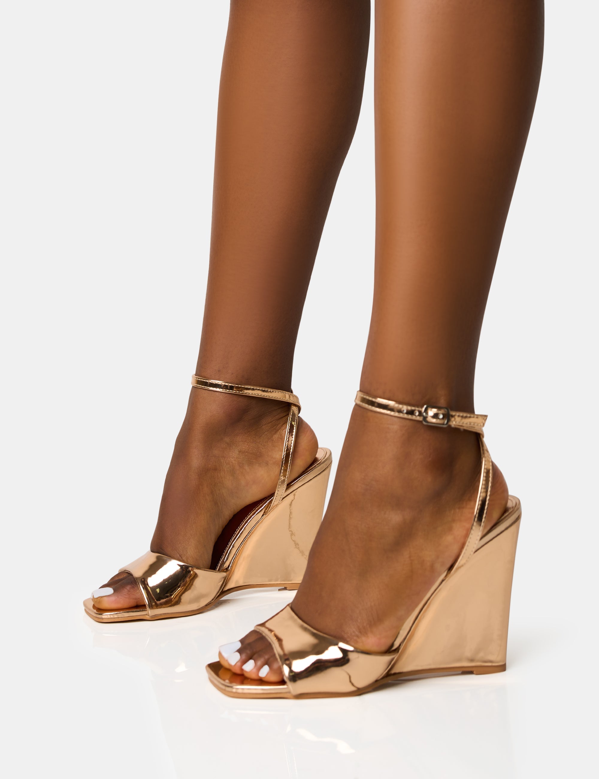 Peep toe rose gold heels best sale