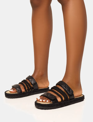 Coral Black Rope Detail Flat Sandal