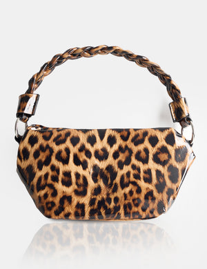 Lillian Leopard Satin Woven Strap Shoulder Bag