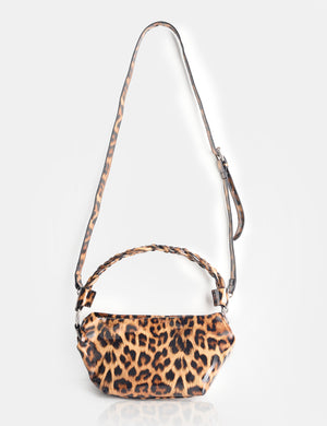 Lillian Leopard Satin Woven Strap Shoulder Bag