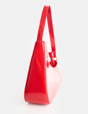 Morgan Red Patent Asymmetric Shoulder Bag