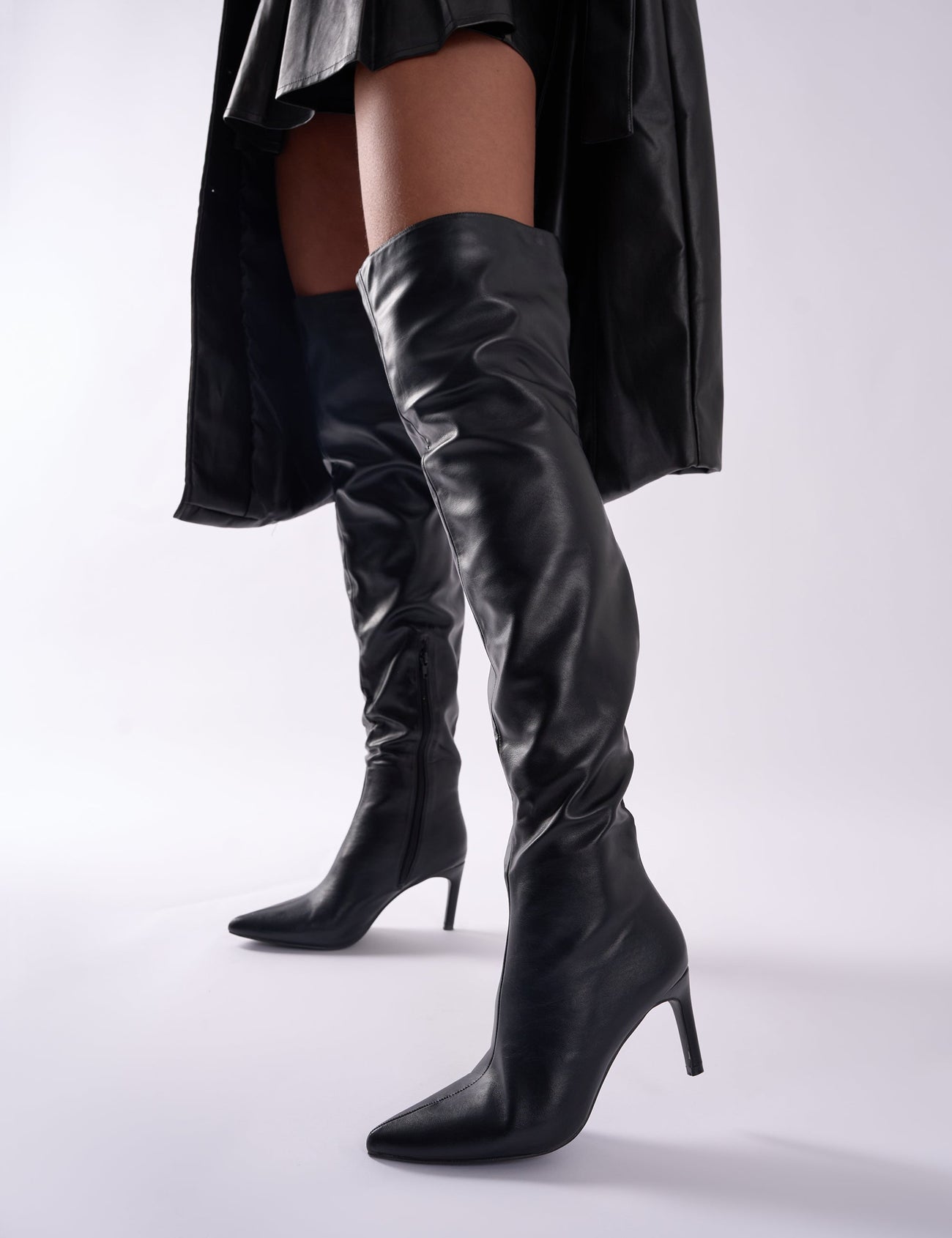 Knee Mid Heel Pointed Toe Boots