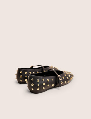 Elsie Black Studded Ballerina Flats