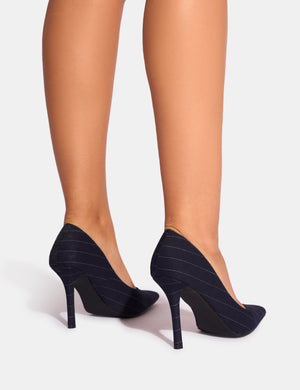 Evita Pinstripe Pointed Toe Court Shoes