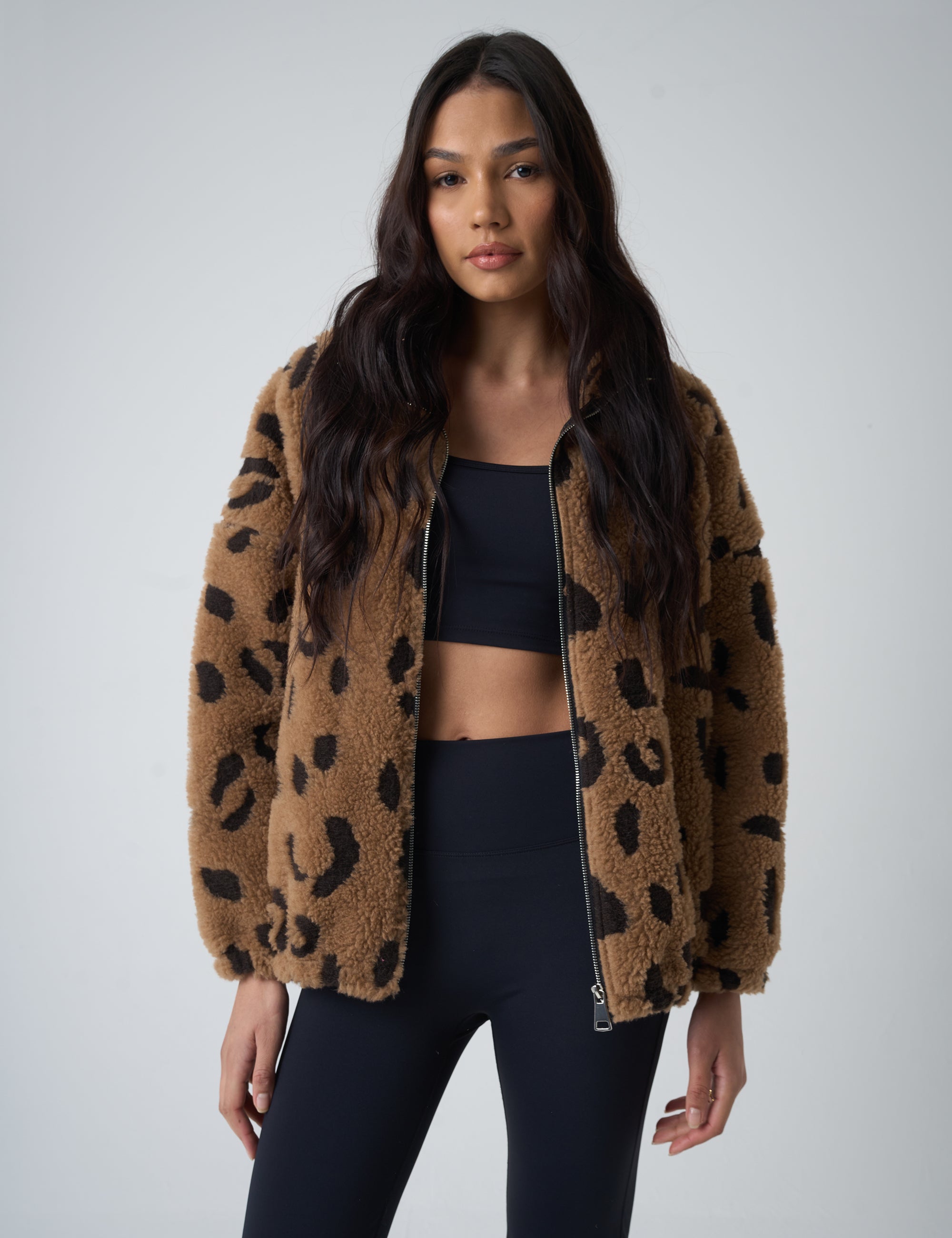 Zip Up Fleece Jacket Leopard | Public Desire
