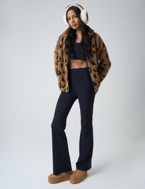 Zip Up Fleece Jacket Leopard