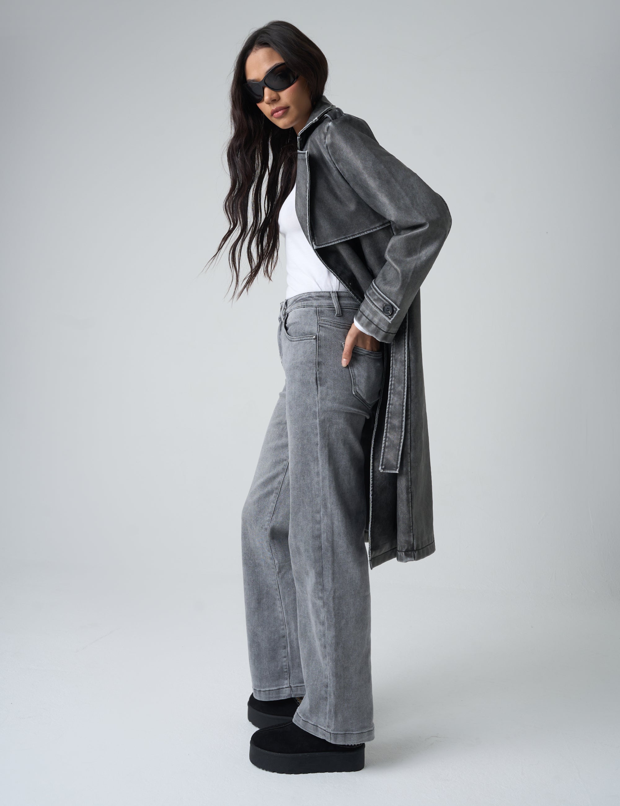 【DISCERNMENT】Graysh Long Wide Denim Jeans DISCERNMENT (ディーサーメント) - グレイッシュロングワイド