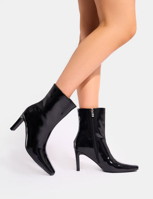 Polaris Black Patent Snipped Toe Ankle Boots Public Desire