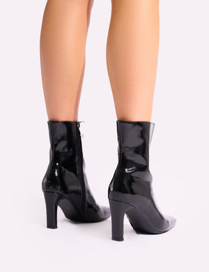 Polaris Black Patent Snipped Toe Ankle Boots