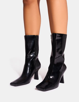 Fiction Black Square Toe Ankle Boots