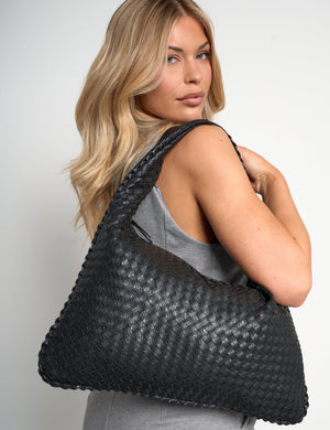 Hobo Woven Black Oversize Shoulder Bag