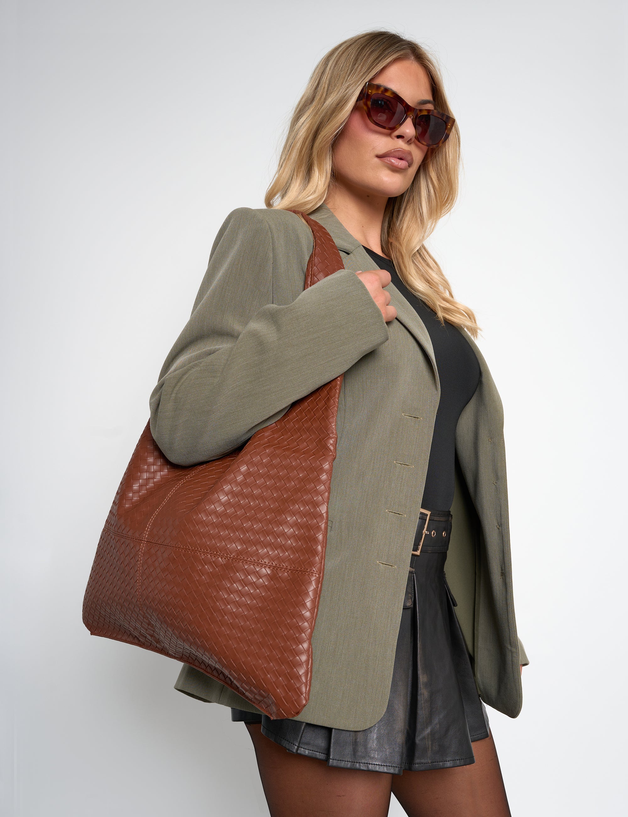 Hobo Woven Chocolate Oversize Shoulder Bag | Public Desire Hobo Woven Chocolate Oversize Shoulder Bag | Public Desire